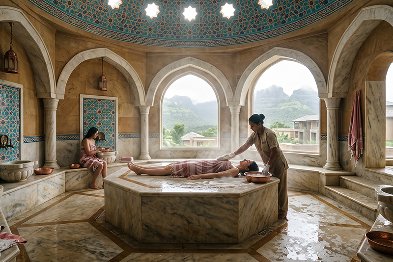 Turkish bath at Fog Cielo, Igatpuri (artist&rsquo;s impression)